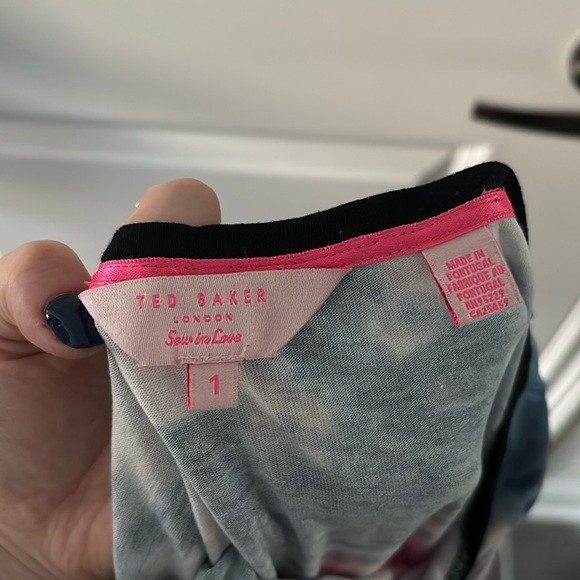 Ted Baker London Pink and Blue Pattern Women’s Short Sleeve Shirt - Picture 7 of 7